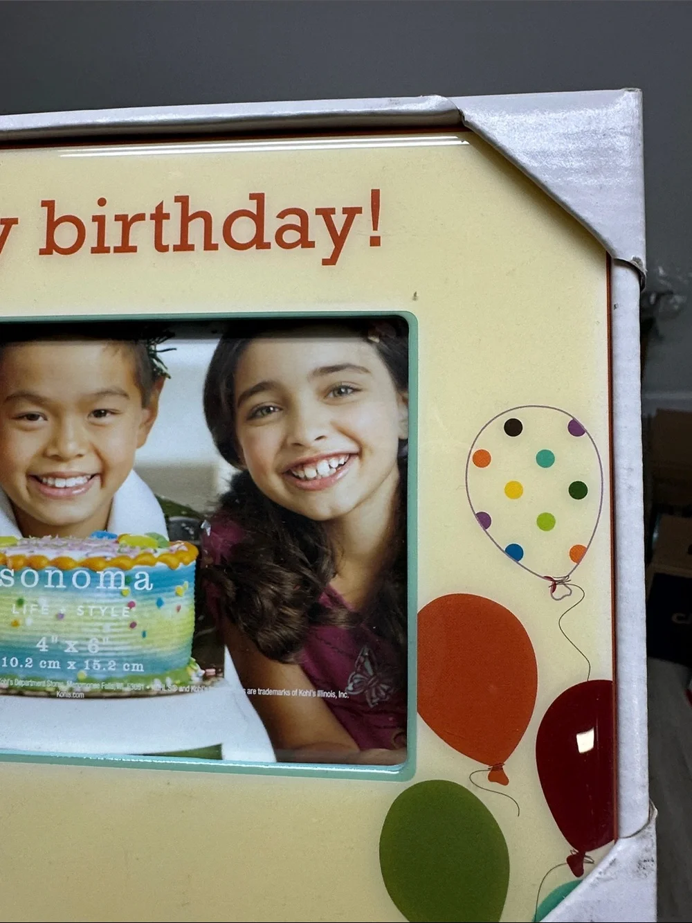 New in Box Sonoma Multicolor 4x6 Birthday Photo Frame